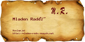 Mladen Radó névjegykártya